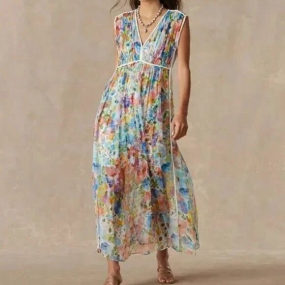 Johnny Was Jade Dylane Wild Blooms Silk Maxi Dress With Slip - Size M NEW - Picture 1 of 14